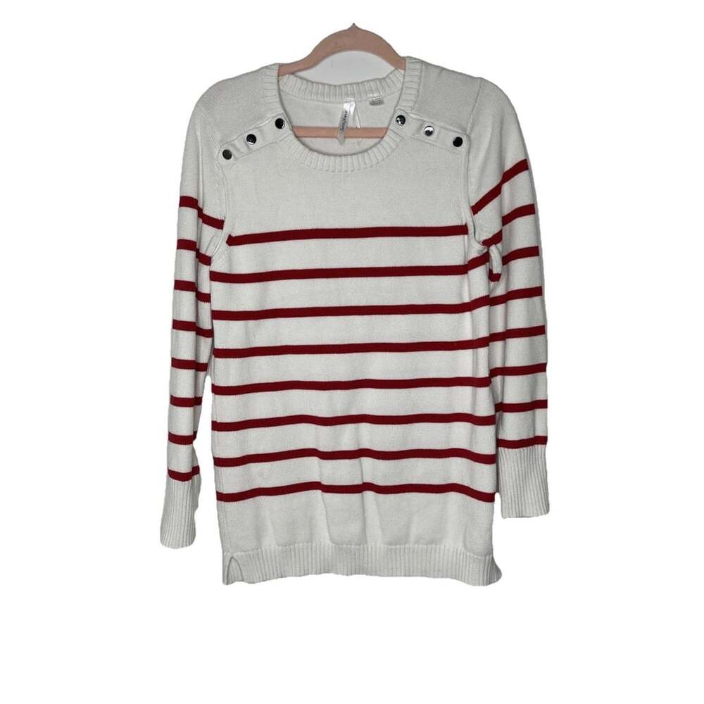 Seraphine Red & White Striped Cotton Maternity & Nursing Sweater Size Small